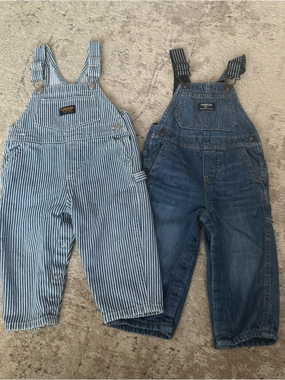 OshKosh B'gosh Kids Denim and Stripe Overalls - Blue